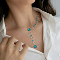Collier Cascade Céleste (dégradé turquoise, style lariat)