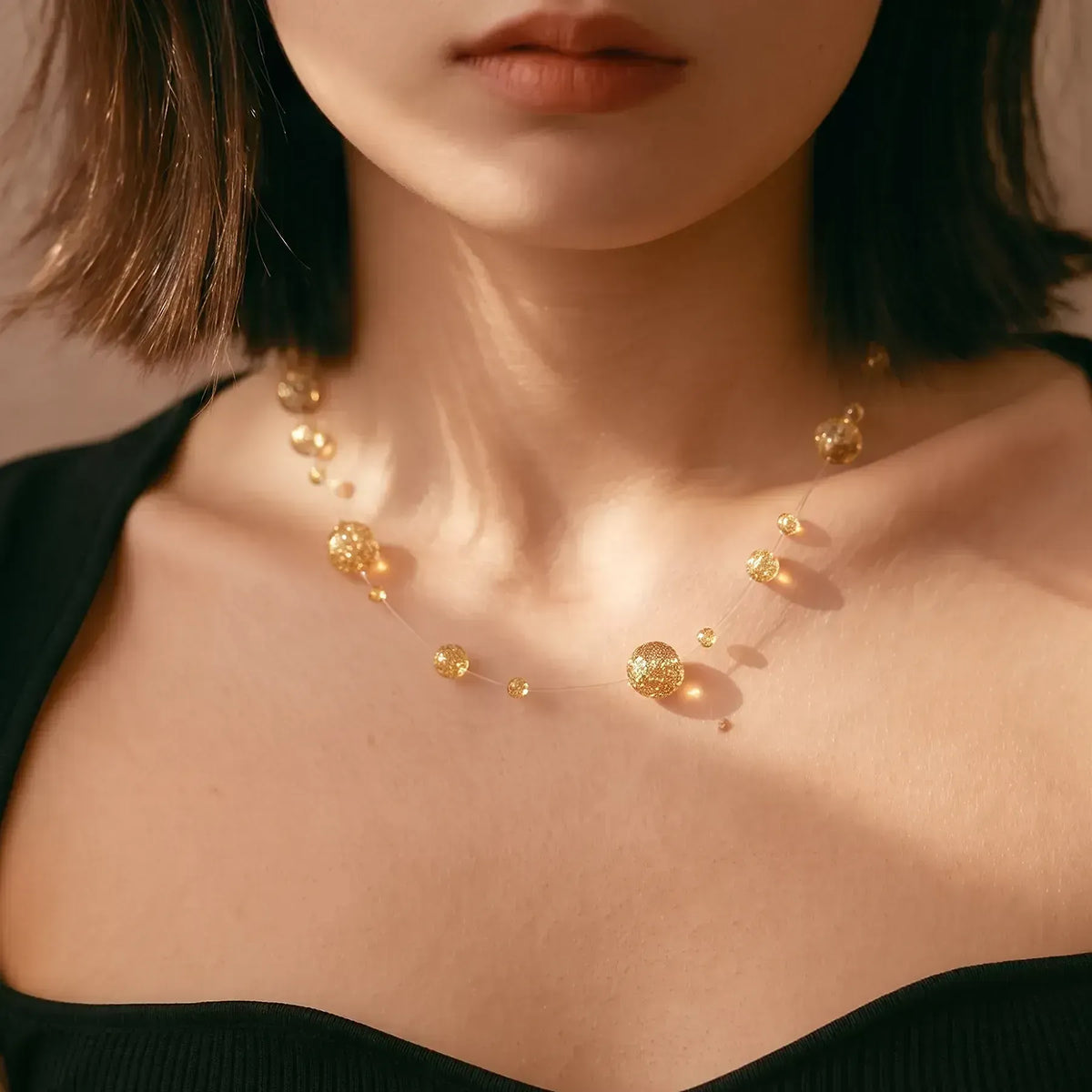 Collier Goutte Suspendue (Dispo en 8 coloris) - Doré Pailleté