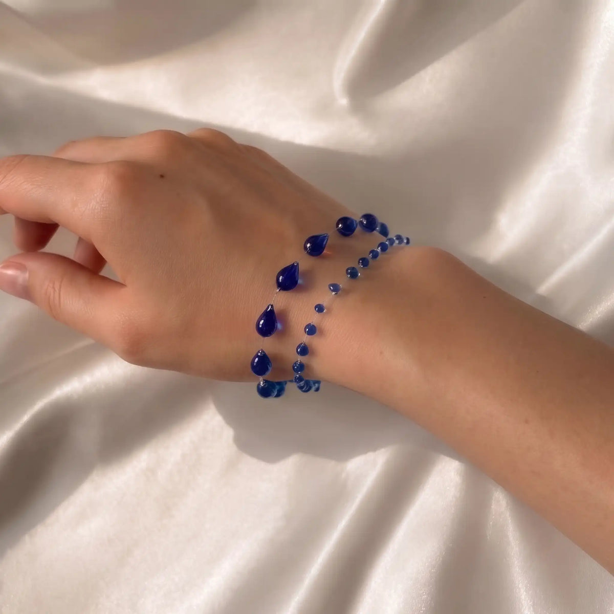 Bracelet Double Rang Bleu Saphir