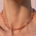 Collier Rouge Grenat (triple rang, petites perles)