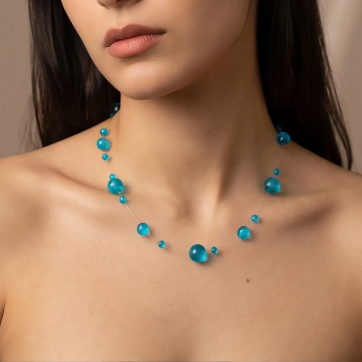 Collier Goutte Suspendue (Dispo en 8 coloris) - Bleu azur