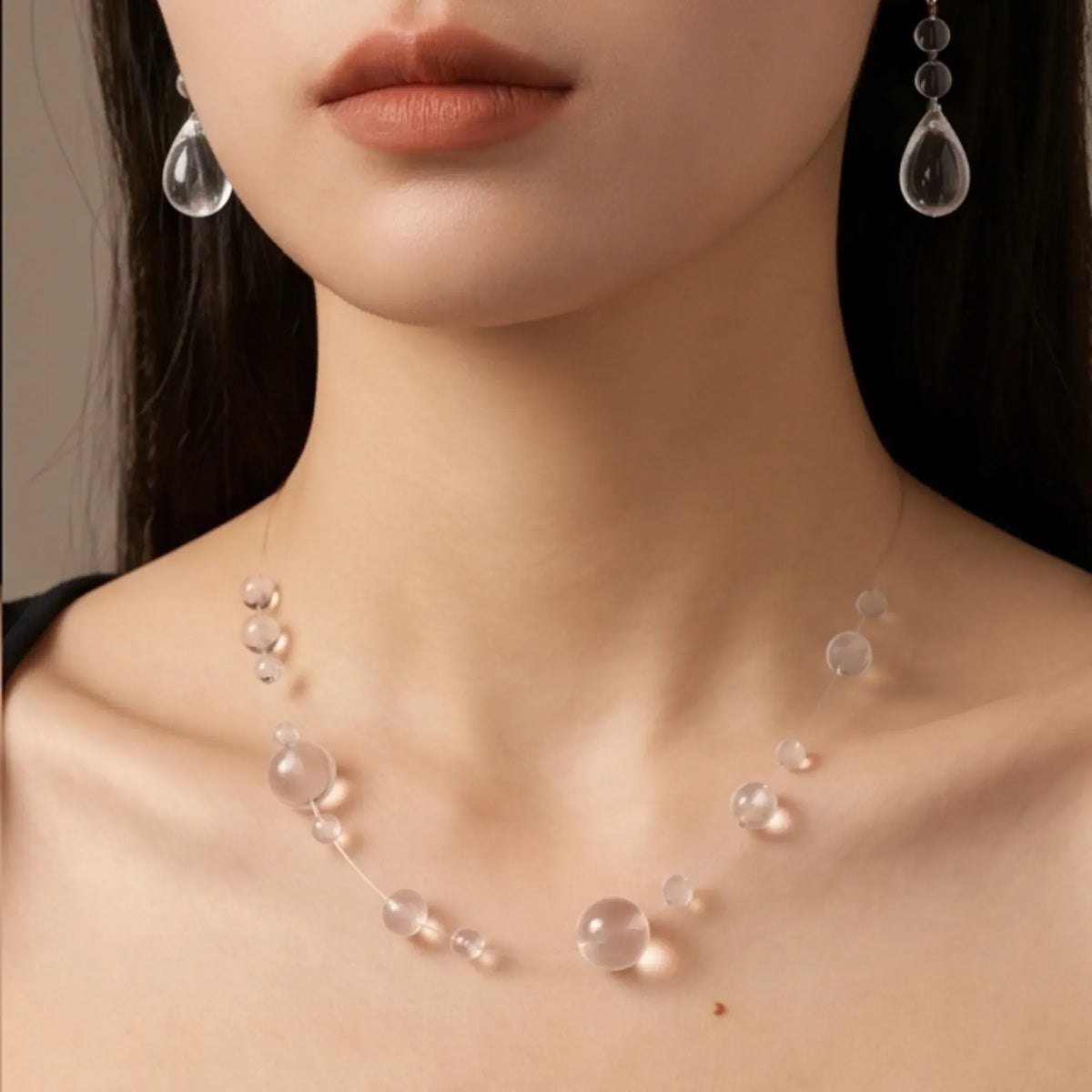 Collier Goutte Suspendue (Dispo en 8 coloris) - Cristal Transparent