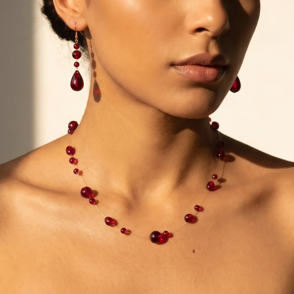 Collier Goutte Suspendue (Dispo en 8 coloris) - Rouge Rubis