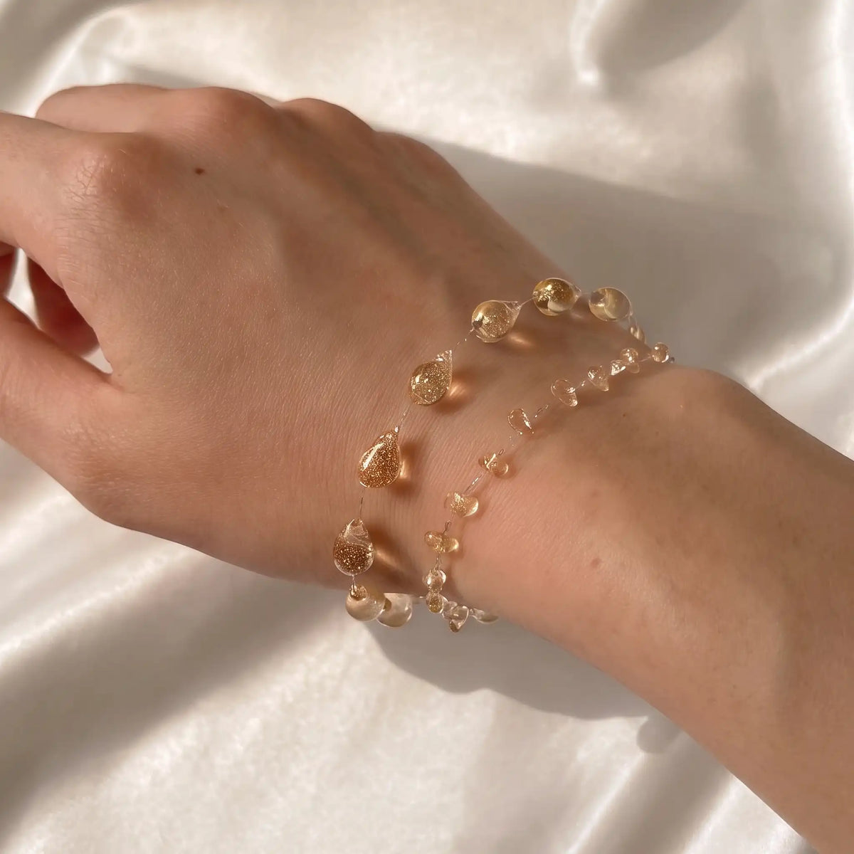 Bracelet Double Rang Doré Pailleté