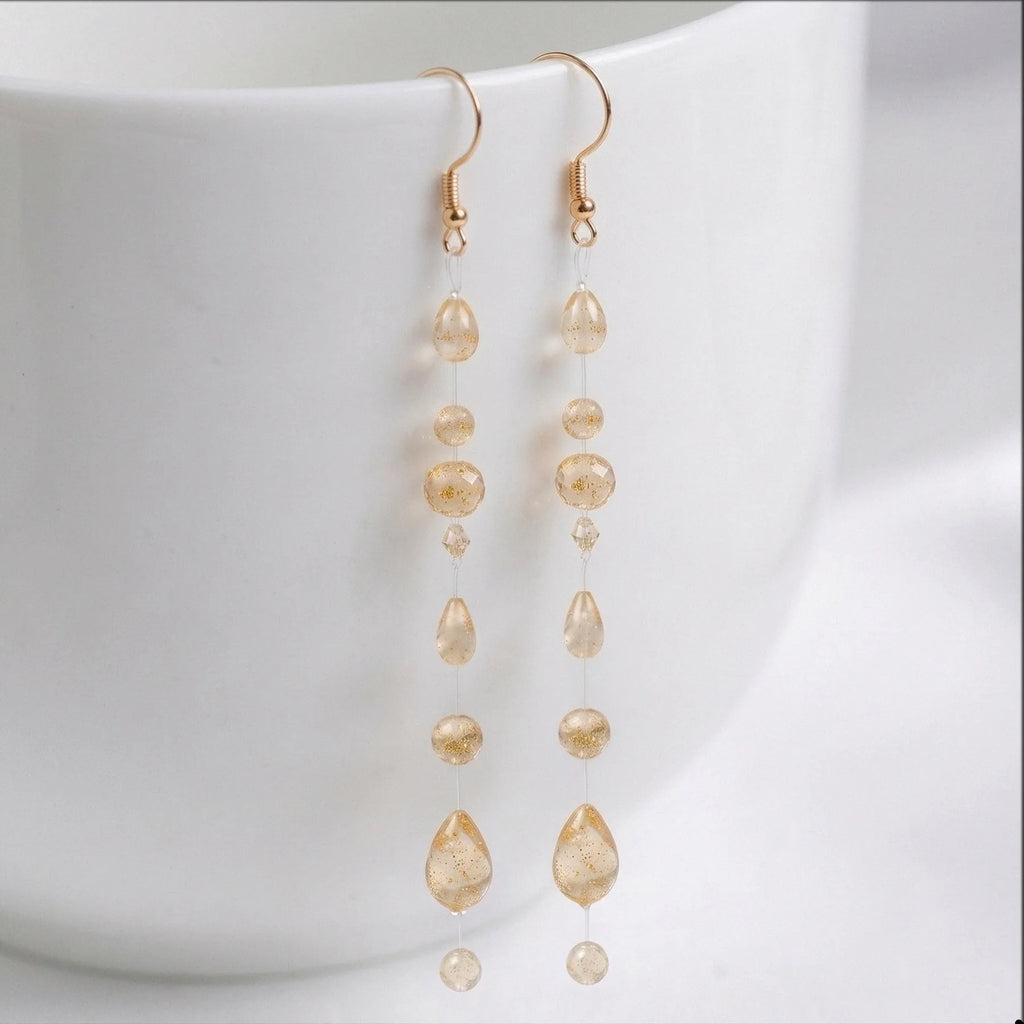 Boucles d'Oreilles Goutte — Doré Pailleté