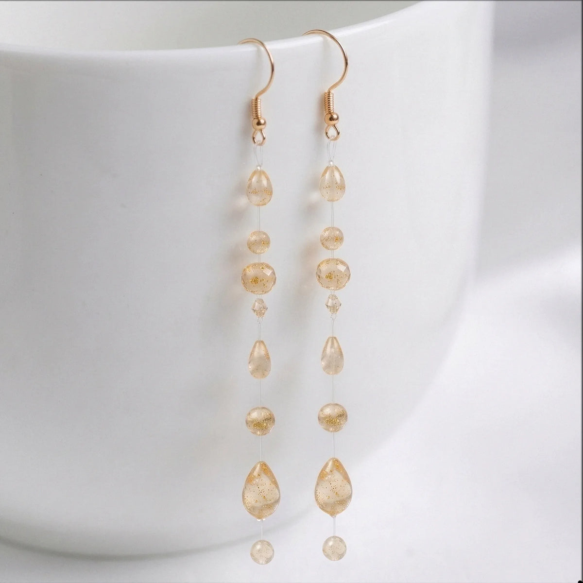 Boucles d'Oreilles Goutte — Doré Pailleté