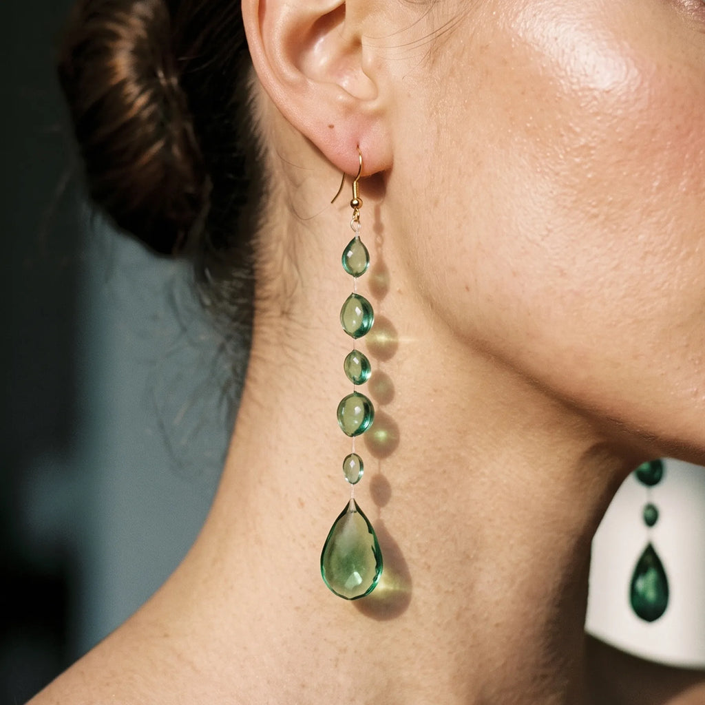 Boucles d'Oreilles Goutte — Vert Émeraude