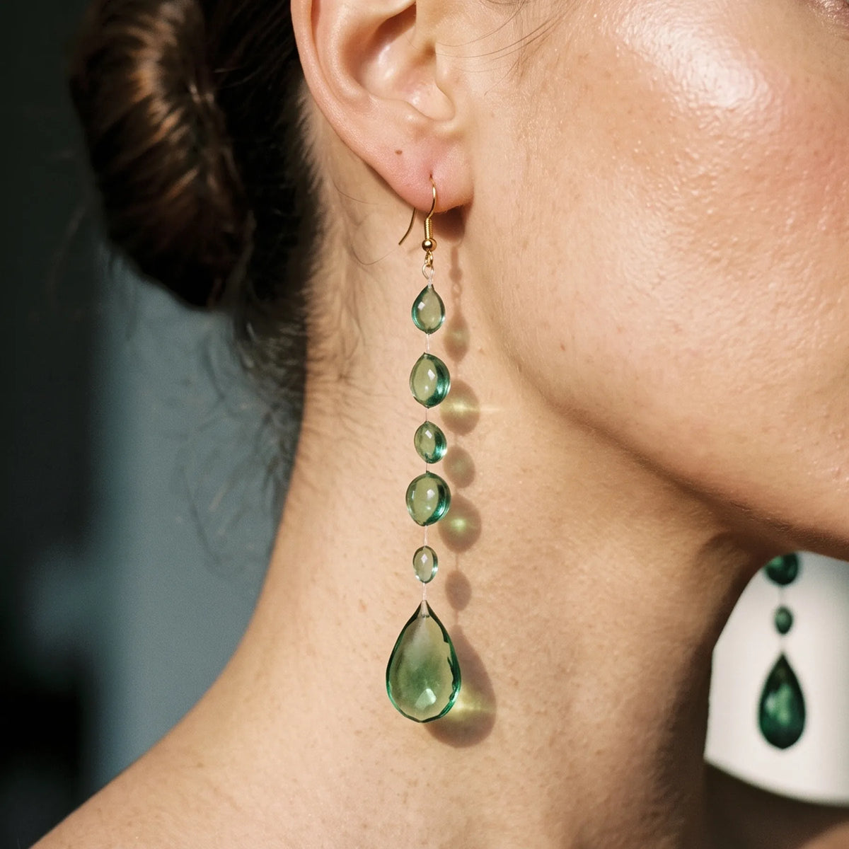 Boucles d'Oreilles Goutte — Vert Émeraude