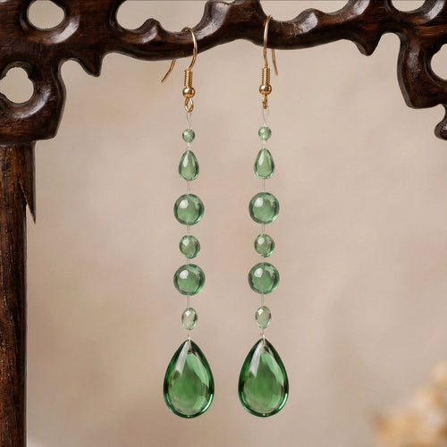 Boucles d'Oreilles Goutte — Vert Émeraude